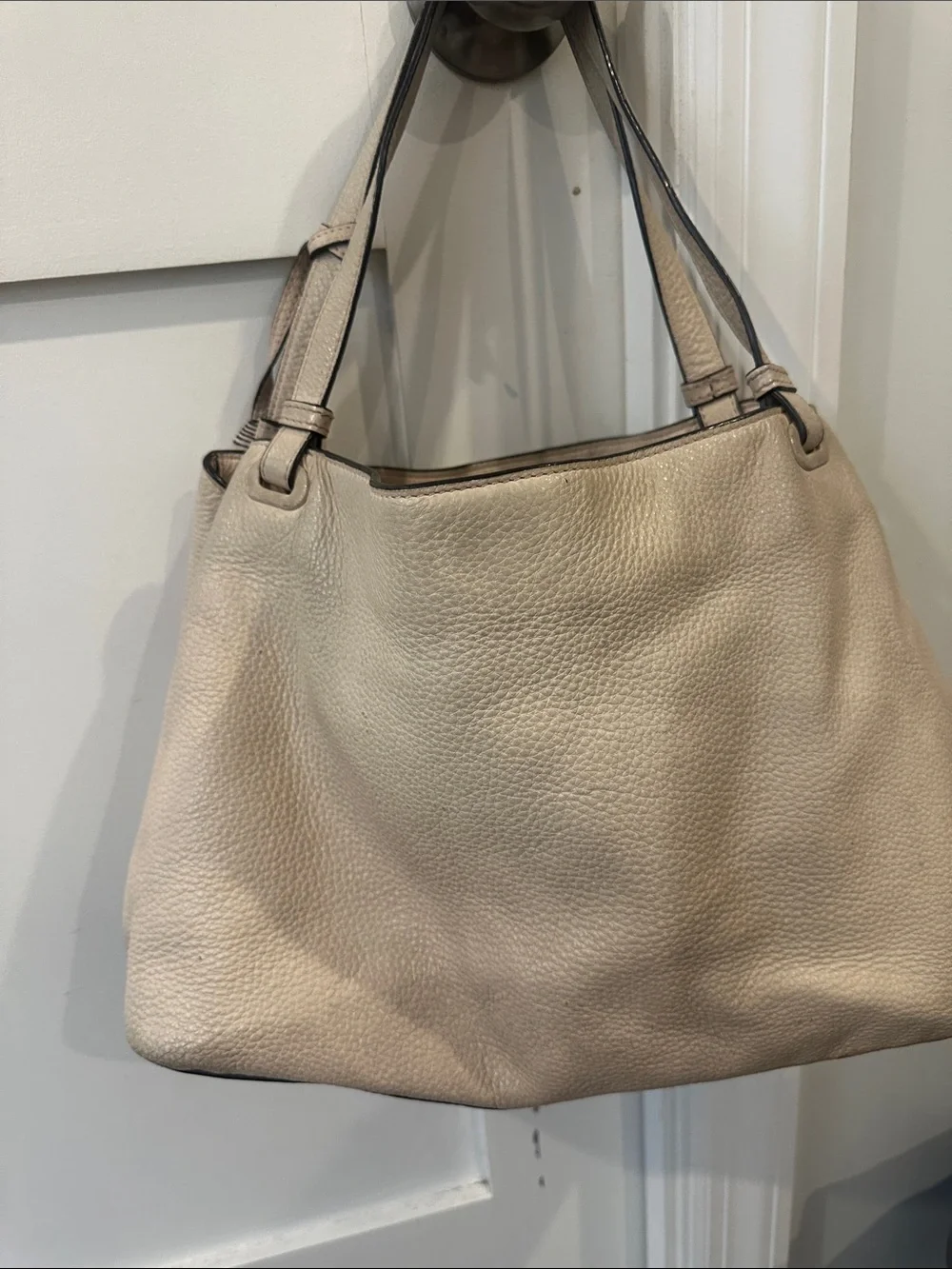 Tory Burch Pebbled Leather “Thea” Shoulder Bag in sweet melon